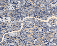Silk Screen Hand-Drawn Map of London