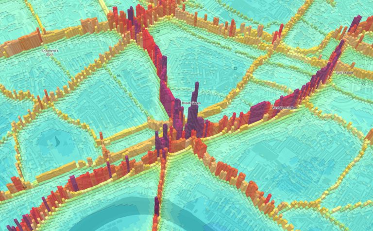 3D Map of Nitrogen Dioxide Pollution – Mapping London